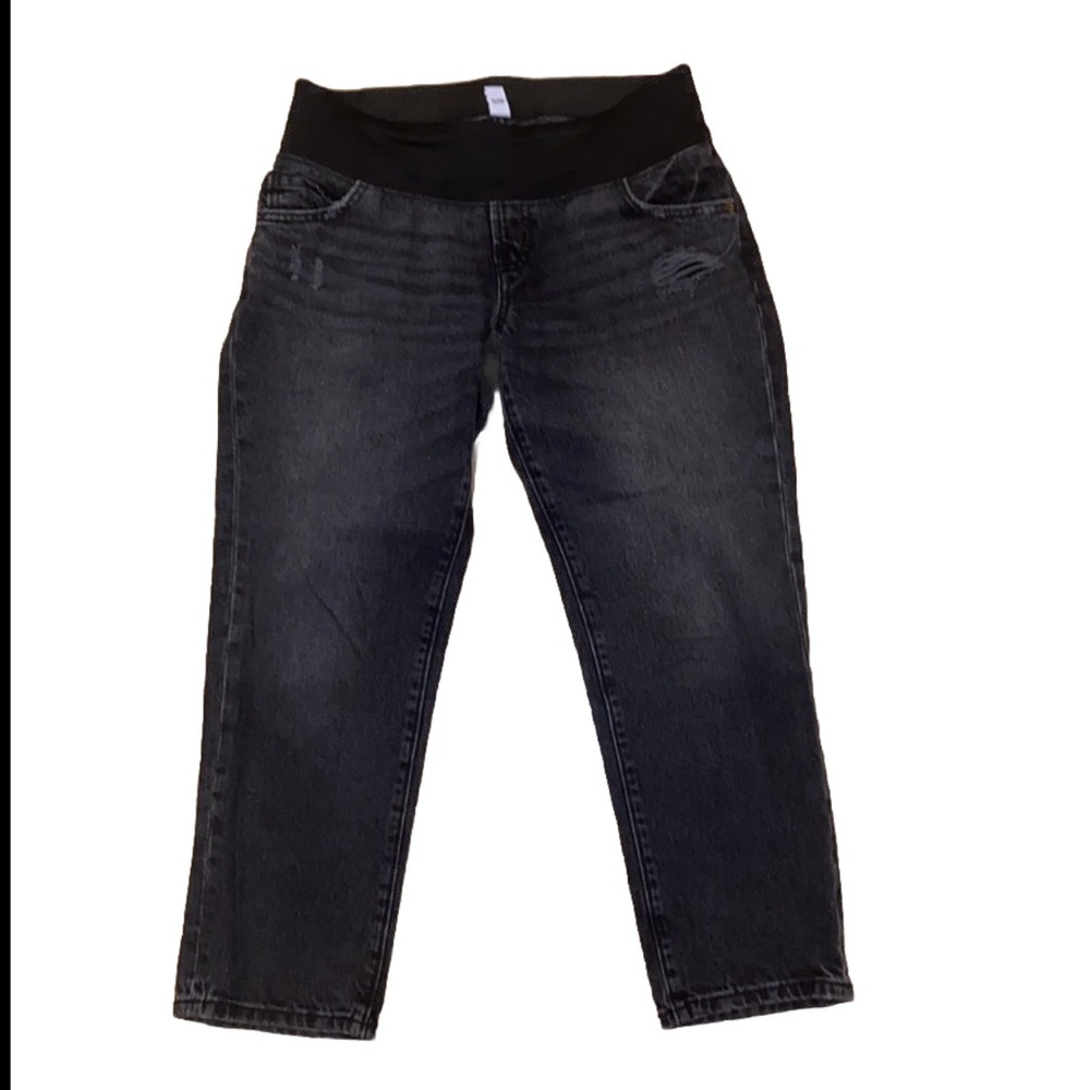 Old Navy Maternity Front Low Panel Slouchy Straight Black Jeans Sz4-PreOwned